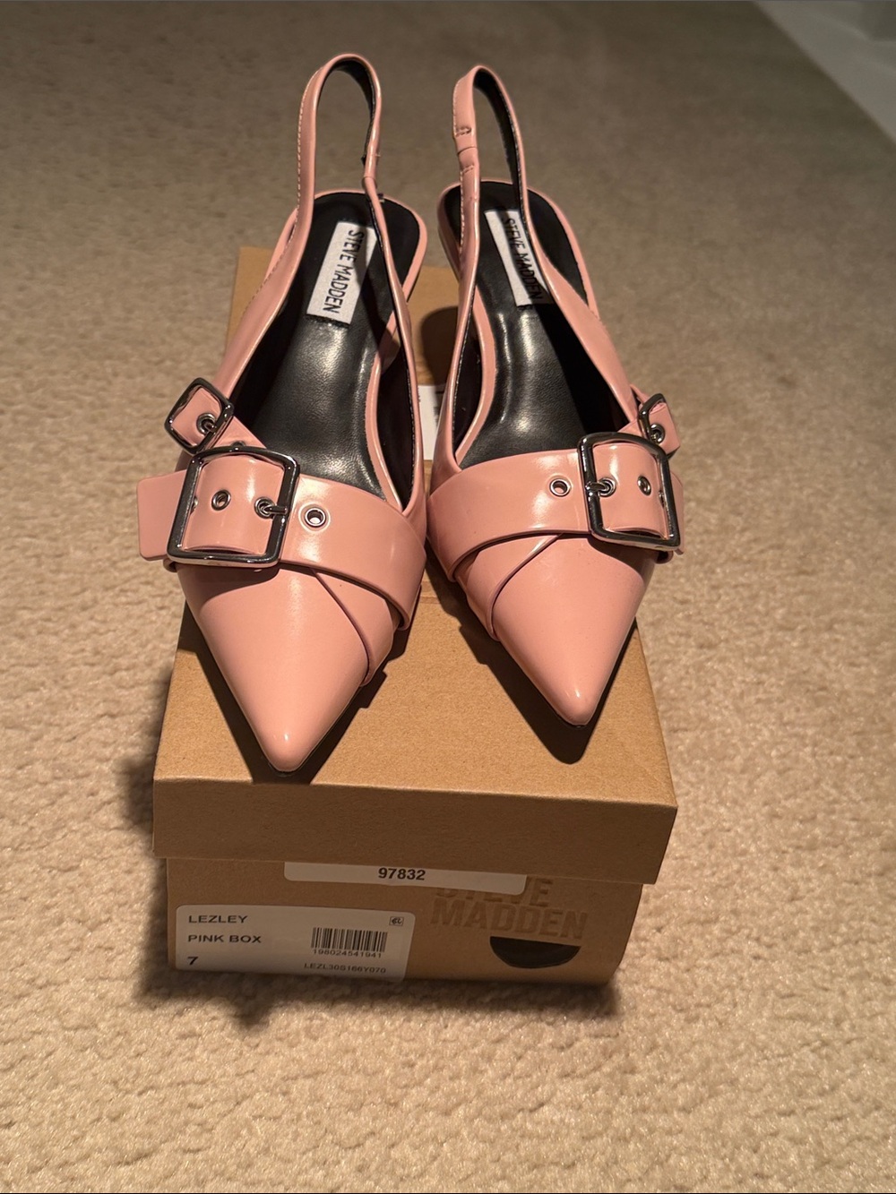 Steve Madden Pink Pointed Buckle Slingback Mules